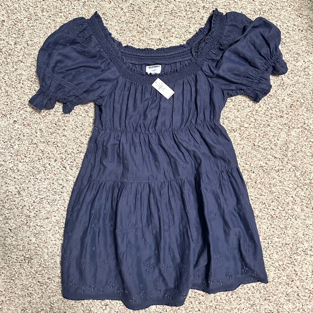 Navy blue off the shoulder dress